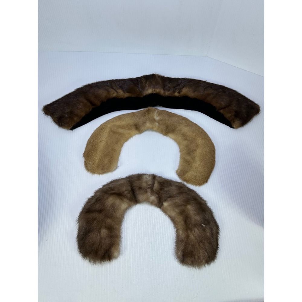 Vintage Real Fur Collars Lot of 3 Mink Rabbit Detachable Coat Stole Accessories